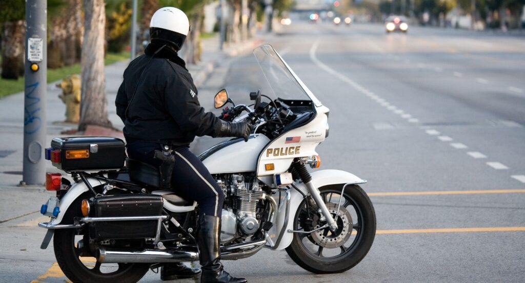 a police officer on a motorcycle